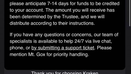 【链得得独家】Mt.Gox 受托人地址剩余43,114 BTC，Kraken将在7至14天内完成债权人偿还